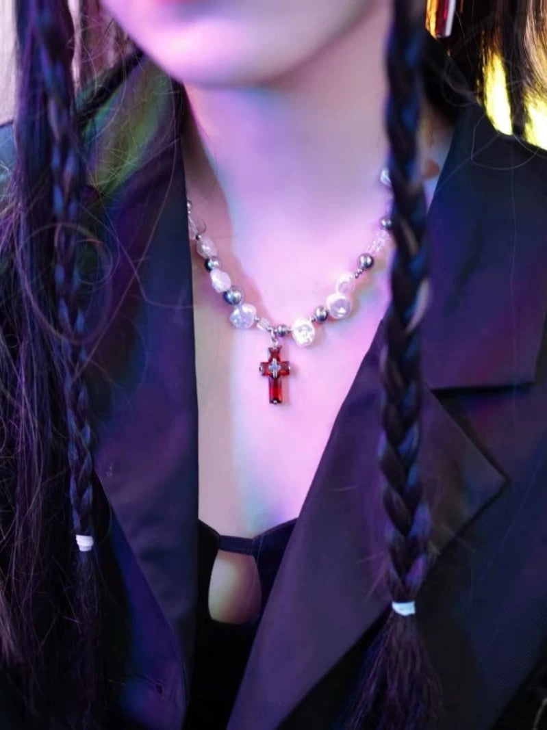 Colorful Transparent Cross Pendant Necklace – Intuitive Bazaar